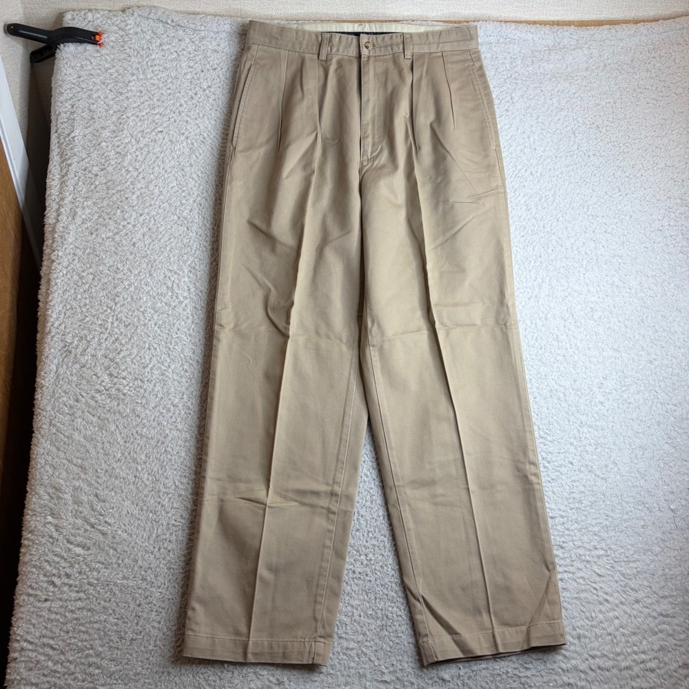 Polo Ralph Lauren Andrew Pant Men 33x30 (32x30) Tan Pleated Cotton Chino Trouser
